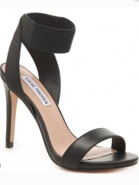 Steve Madden Black Open-Toe Ankle-Strap Stilettos